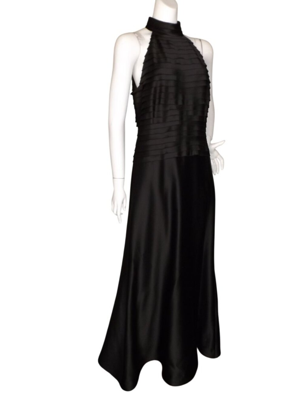 Vintage TADASHI Maxi Dress/Gown, L/12, Dark Brown, Floor length, Bandage Tiers - Picture 4 of 12